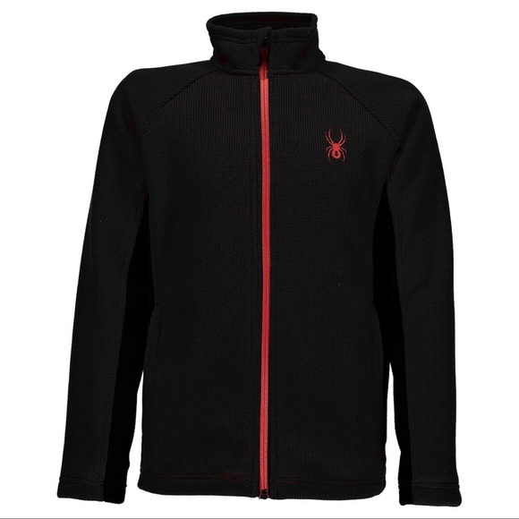 SPYDER Jacket Boy M 10/12 CONSTANT STRYKE Waffle Sweater Coat Fleece Full Zip - Picture 1 of 5